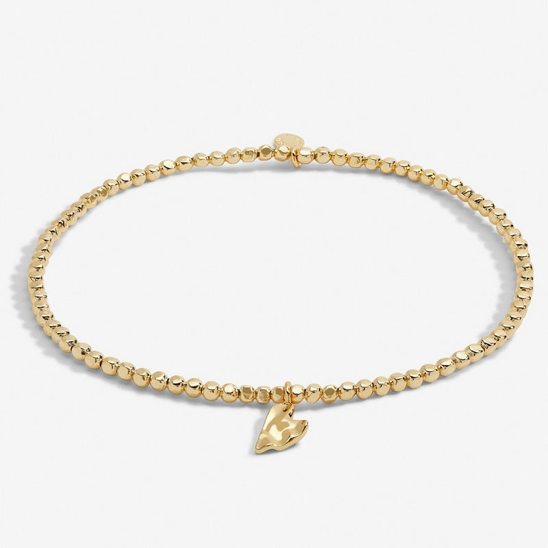 Joma Jewellery Hammered Heart Gold Anklet 6950 front