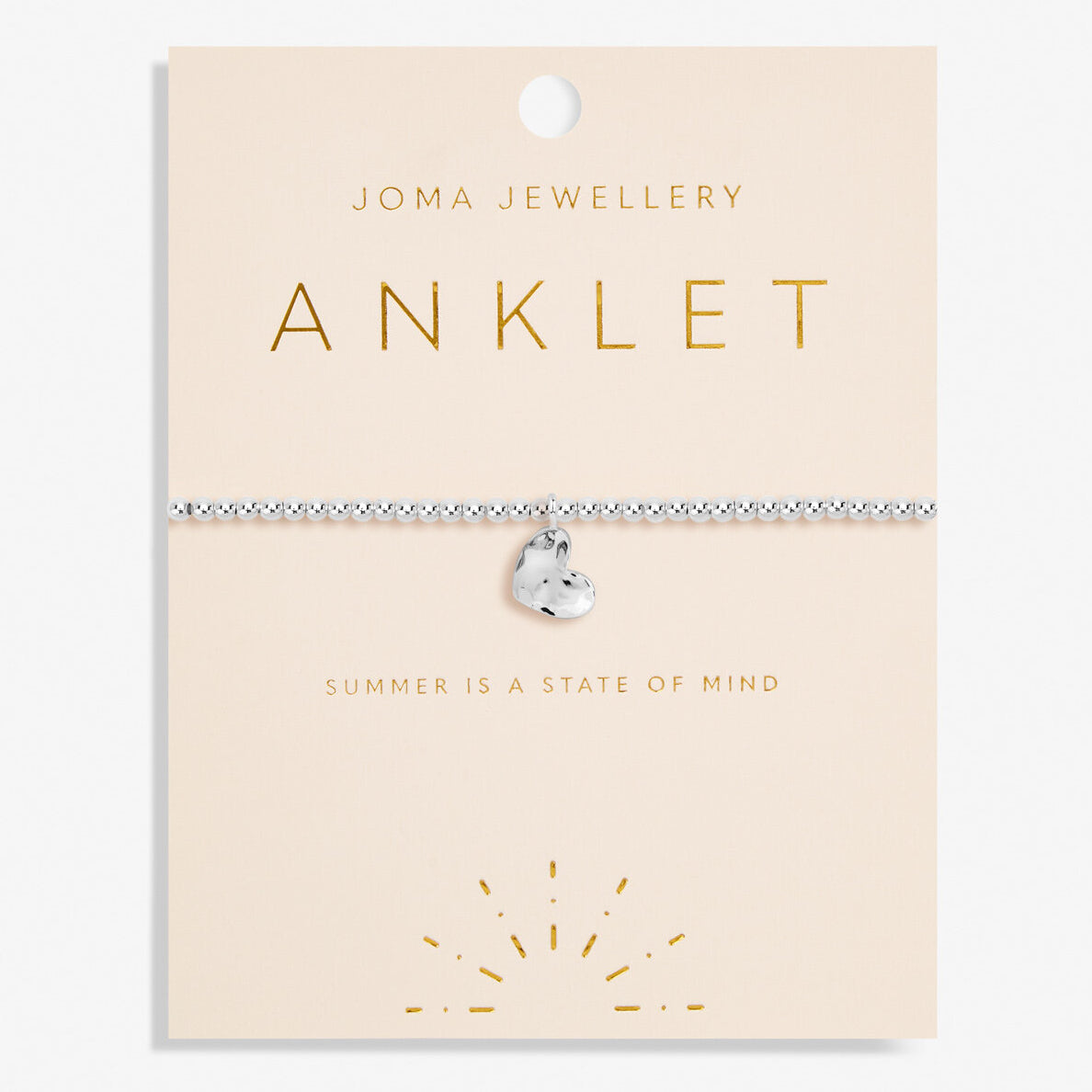 Joma Jewellery Hammered Heart Silver Anklet 5618 main