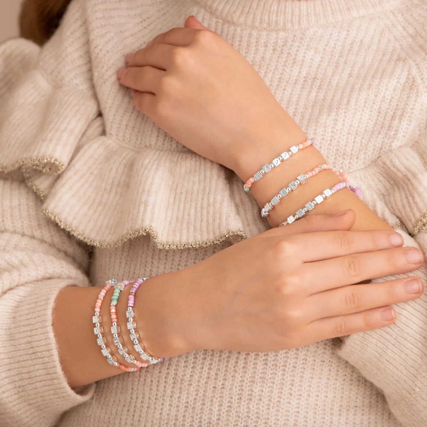 Joma Jewellery Happy Little Moments Super Sister Child's Bracelet C739 on model