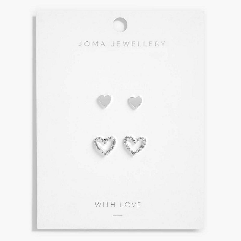 Joma Jewellery Lila Heart Earring Duo 5913 on card