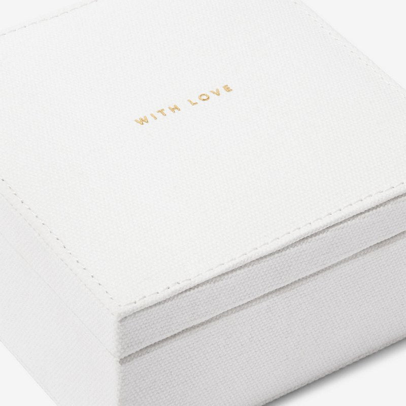 Joma Jewellery Linen Jewellery Box Off White With Love 7355 close up