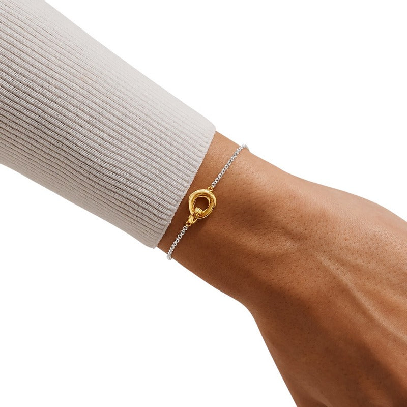 Joma Jewellery Loved By You Organic Link Bracelet Silver and Gold 10509 on model