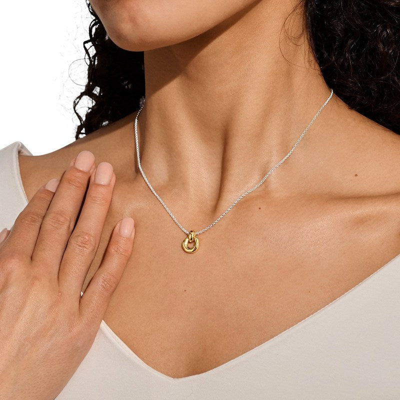 Joma Jewellery Loved By You Organic Link Necklace In Silver and Gold Plating 10508 on model