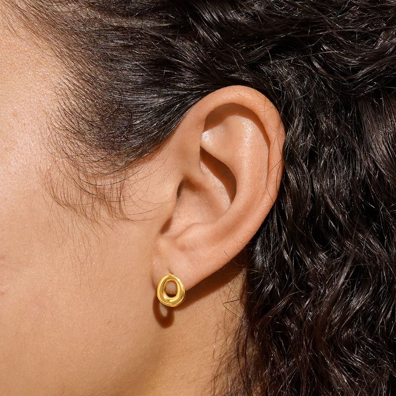 Joma Jewellery Loved By You Organic Stud Earrings Gold 10513 on model