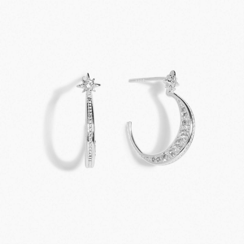 Joma Jewellery Moon Silver Hoop Earrings 6398 detail