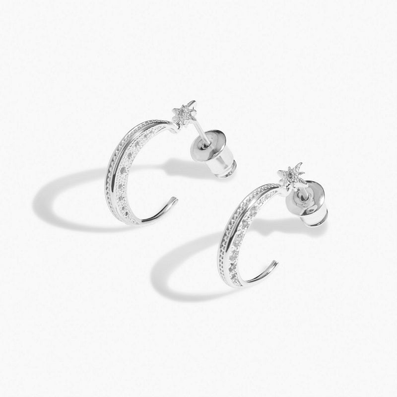 Joma Jewellery Moon Silver Hoop Earrings 6398 main
