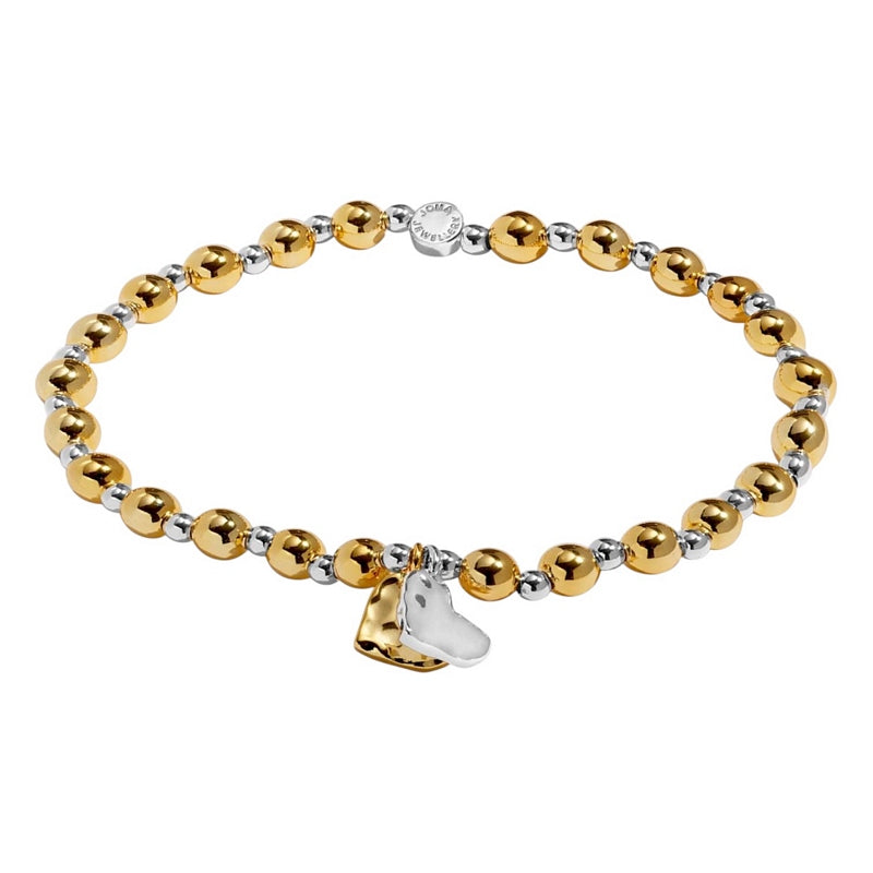 Joma Jewellery Reva Textured Offset Hearts Bracelet Silver and Gold 10037 main