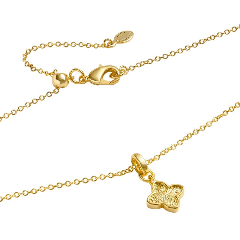 Joma Jewellery Signature Clover Collection Textured Clover Necklace Gold 10581 with clasp