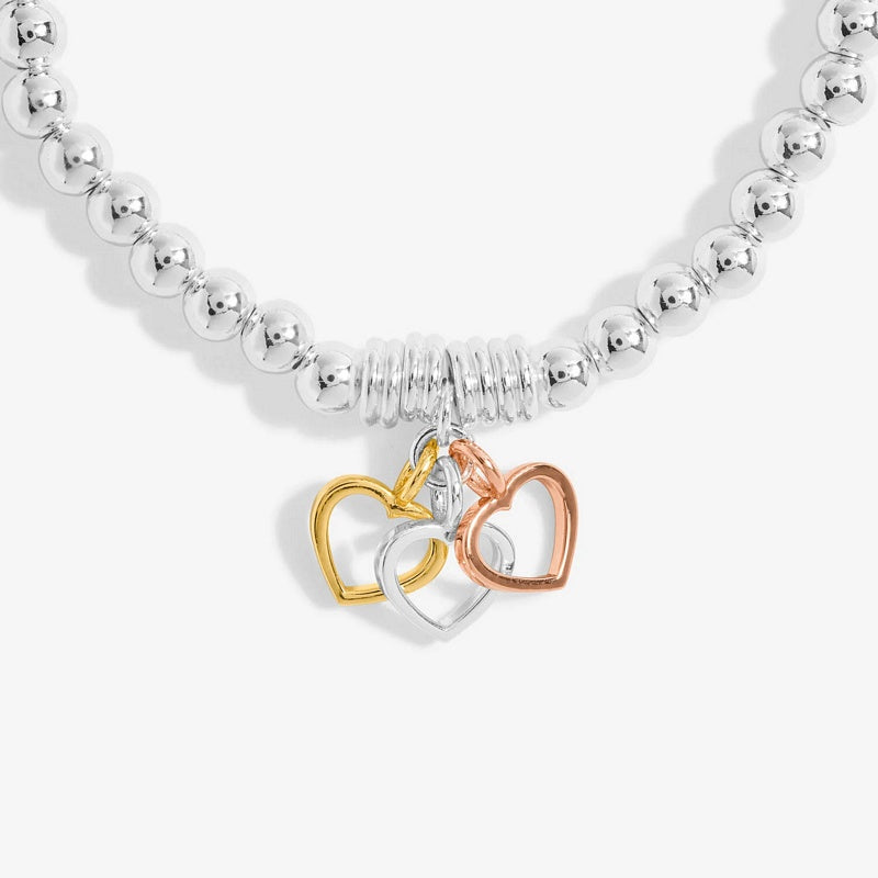 Joma Jewellery Silver Bracelet Bar Gold Heart 7212 close up