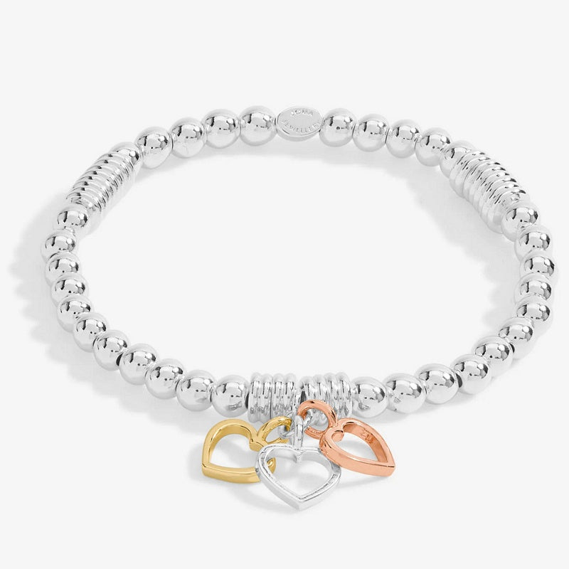 Joma Jewellery Silver Bracelet Bar Gold Heart 7212 front
