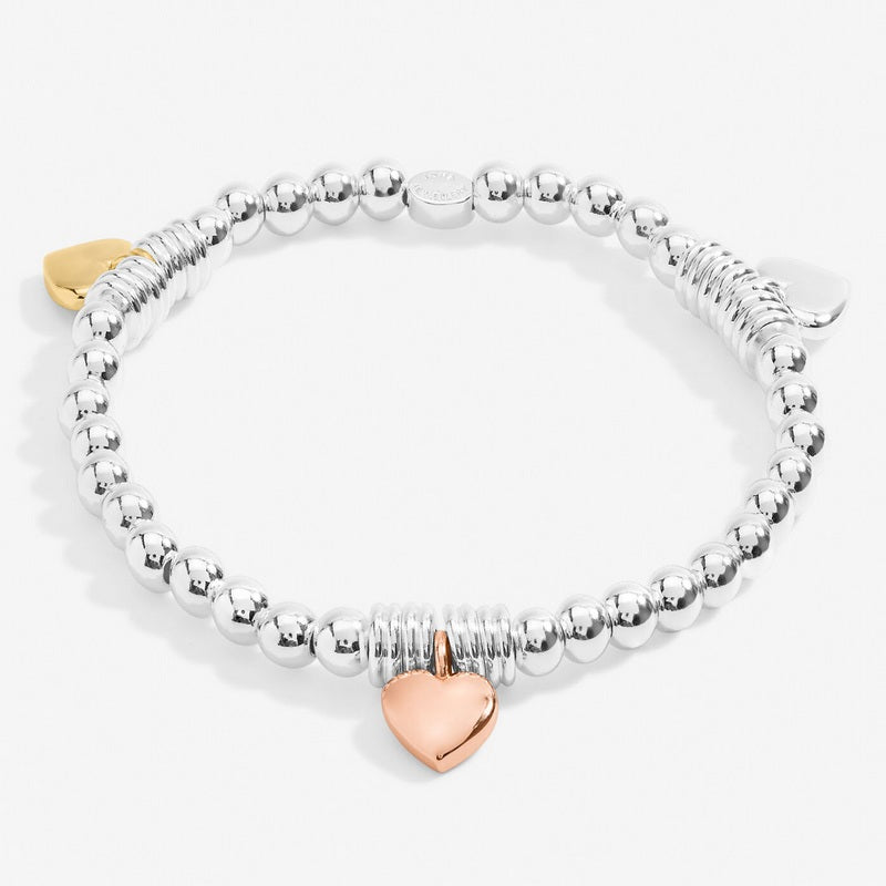 Joma Jewellery Silver Bracelet Bar Multi Heart 7213 front