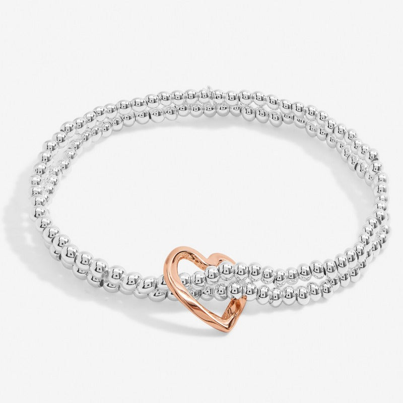 Joma Jewellery Silver Bracelet Bar Twist Heart 7206 front
