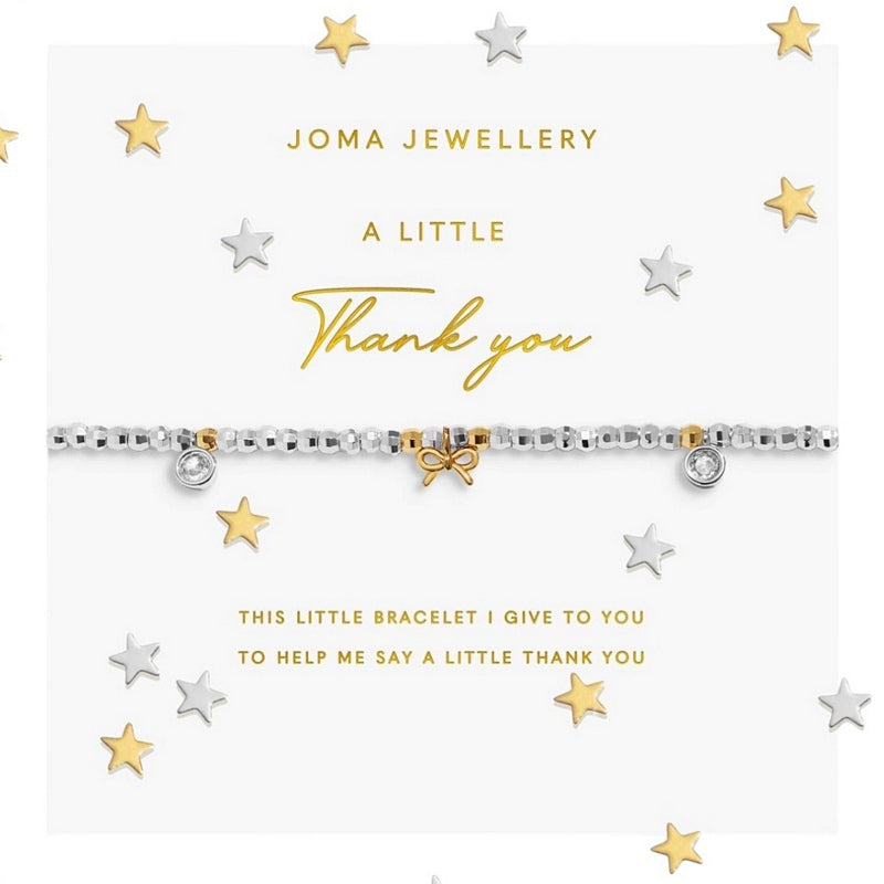 Joma Jewellery Sparkle Confetti A Little Thank You Bracelet Silver and Gold 10293 on card