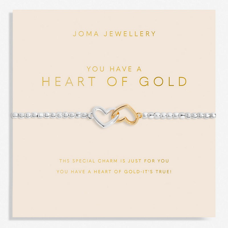 Joma Jewellery You Have A Heart Of Gold Bracelet 6162 on card