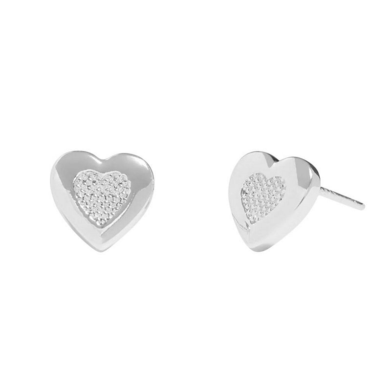 Joma Jewellery 9334 With Love Heart Stud Earrings White Bauble front