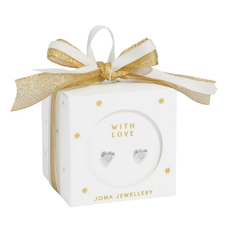 Joma Jewellery 9334 With Love Heart Stud Earrings White Bauble main