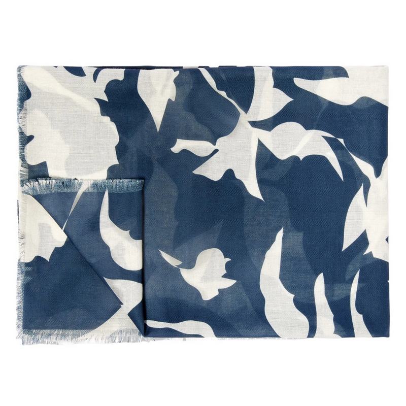 Katie Loxton Abstract Floral Printed Scarf in Navy And Off White KLS559 folded