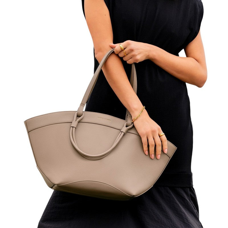 Katie Loxton Asha Tote Bag in Mocha KLB3951 on model