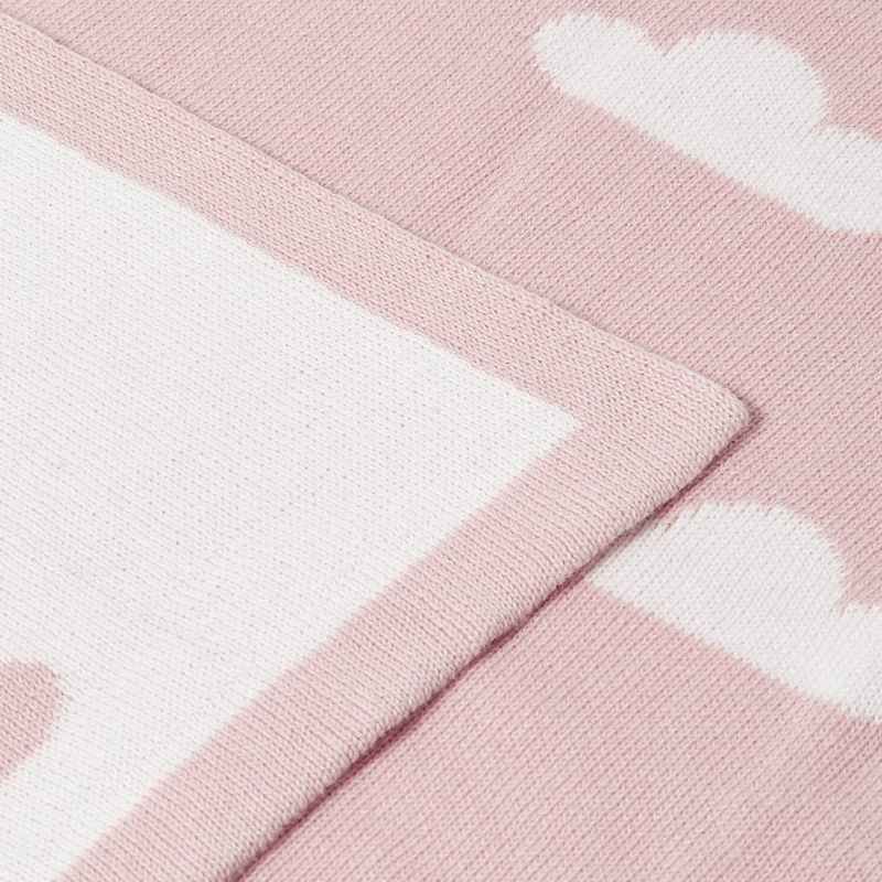 Katie Loxton Baby Blanket Printed Cloud Pink & Off White BA0124 detail