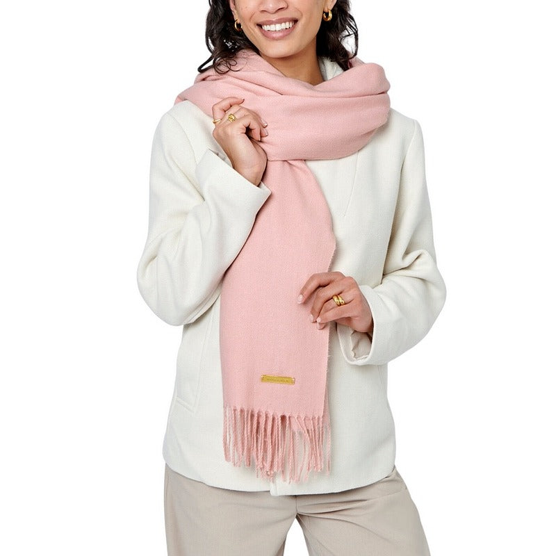 Katie Loxton Blanket Scarf in Dusty Rose KLS614 on model