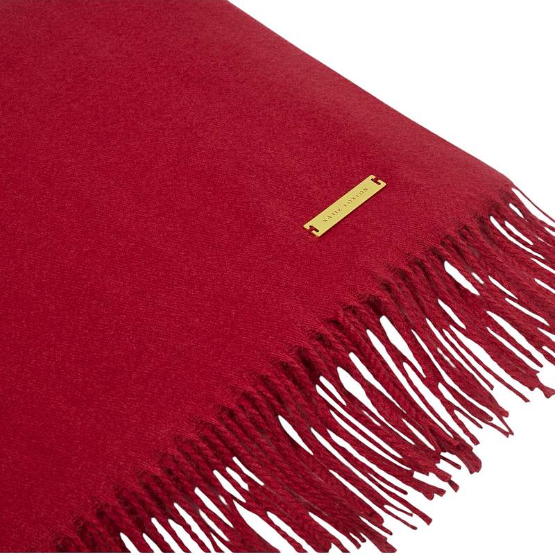 Katie Loxton Blanket Scarf in Garnet Red KLS611 fringe