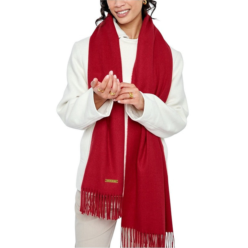 Katie Loxton Blanket Scarf in Garnet Red KLS611 on model