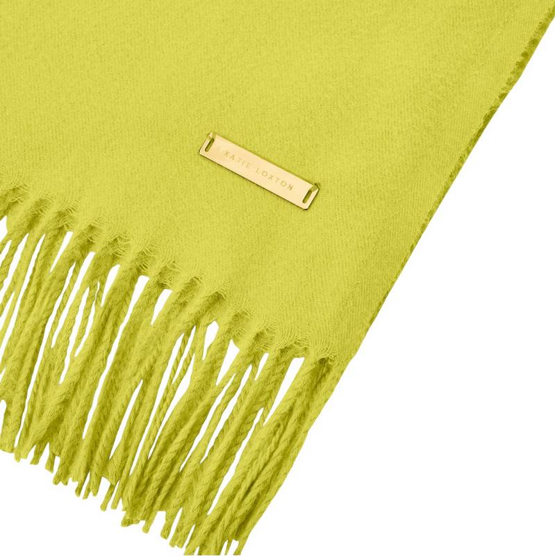 Katie Loxton Blanket Scarf in Lime Green KLS571 detail