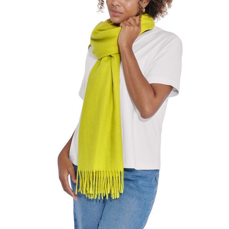 Katie Loxton Blanket Scarf in Lime Green KLS571 on model