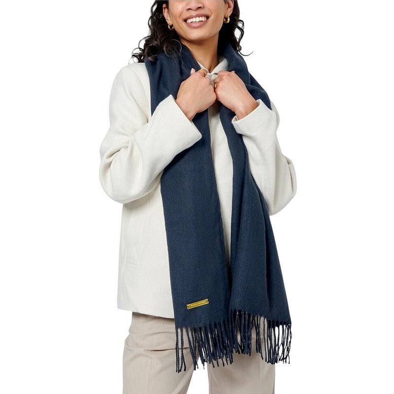 Katie Loxton Blanket Scarf in Navy KLS612 on model