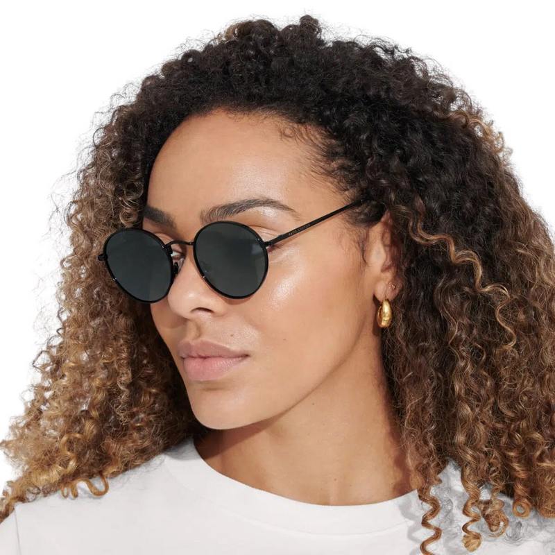Katie Loxton Cannes Sunglasses in Black Metal KLSG070 on model