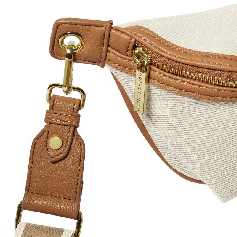 Katie Loxton Capri Canvas Belt Bag in Tan and Off White KLB3382 detail