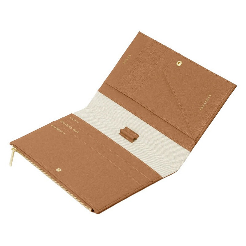 Katie Loxton Capri Canvas Document Holder Tan and Off White KLB3385 inside