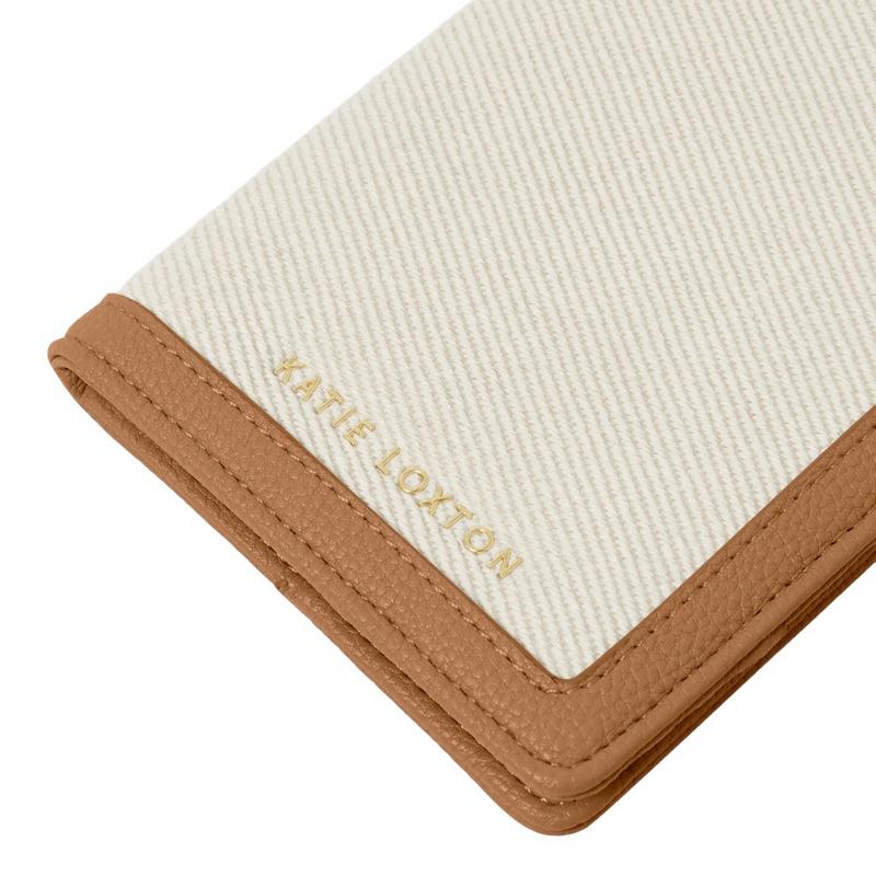 Katie Loxton Capri Canvas Passport Holder Tan and Off White KLB3384 detail