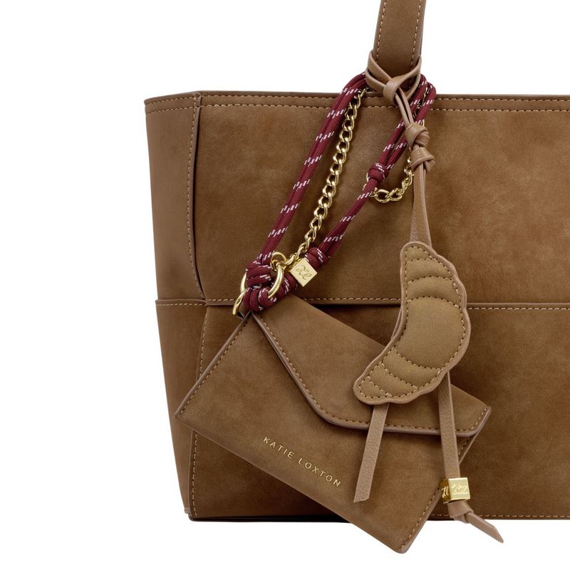 Katie Loxton Croissant Bag Charm Caramel KLB4602 on bag