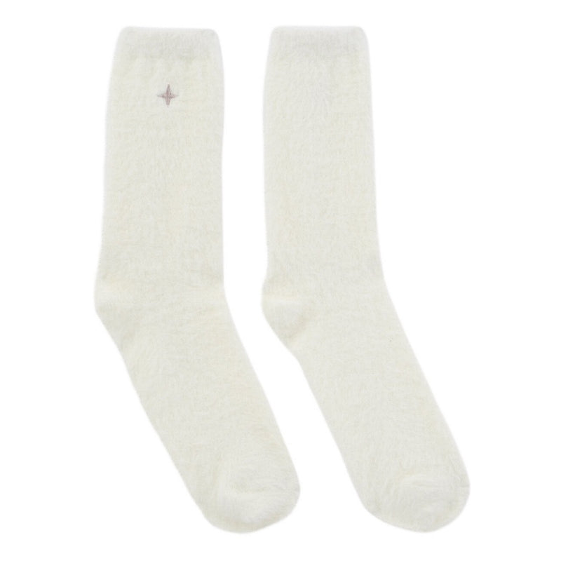Katie Loxton Gift Boxed Fluffy Snug Socks Star Off White KLS687 front and back