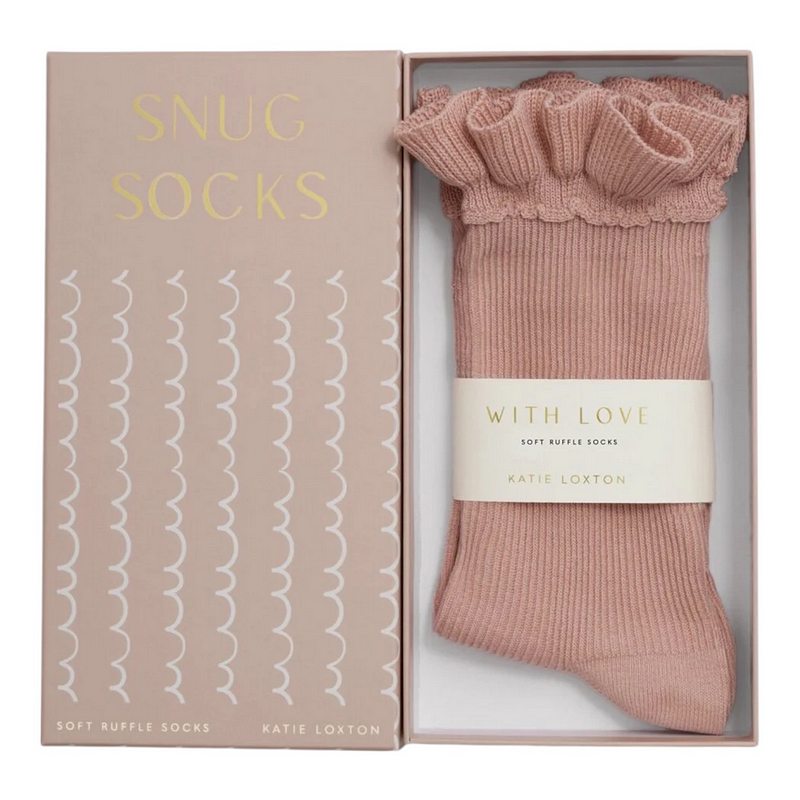 Katie Loxton Gift Boxed Ruffle Socks Pink KLS750 boxed