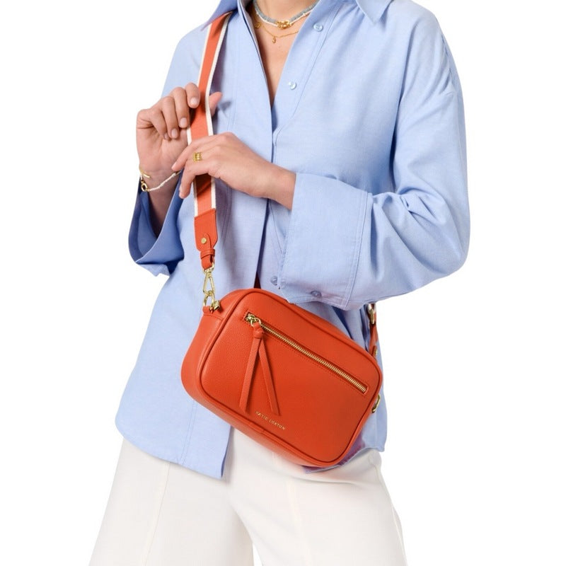 Katie Loxton Hallie Crossbody Bag in Deep Orange Medium KLB3915 on model