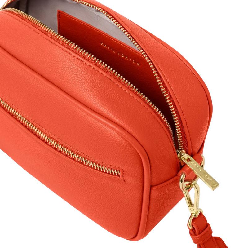 Katie Loxton Hallie Crossbody Bag in Deep Orange Medium KLB3915 open