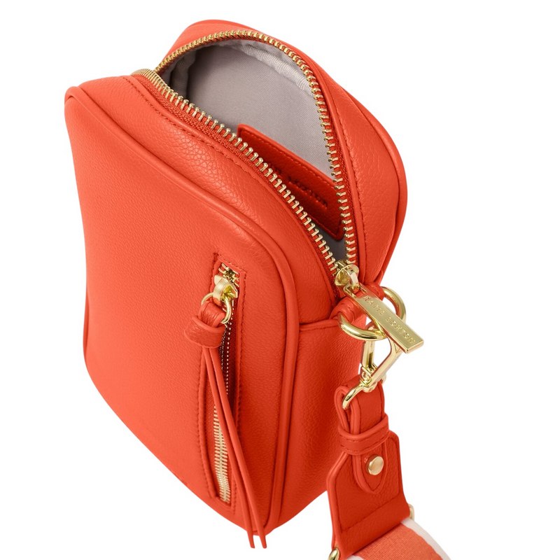 Katie Loxton Hallie Crossbody Bag in Deep Orange Small KLB3912 open