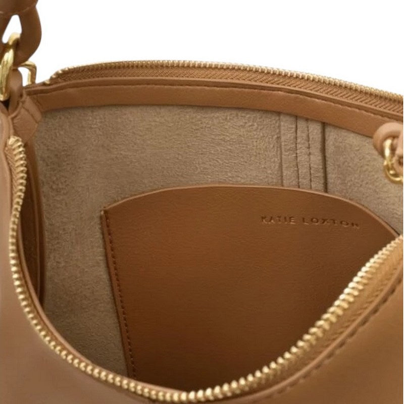 Katie Loxton Hallie Satchel Bag Caramel KLB4433 inside