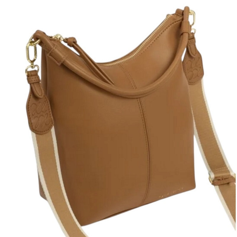 Katie Loxton Hallie Satchel Bag Caramel KLB4433 with shoulder strap