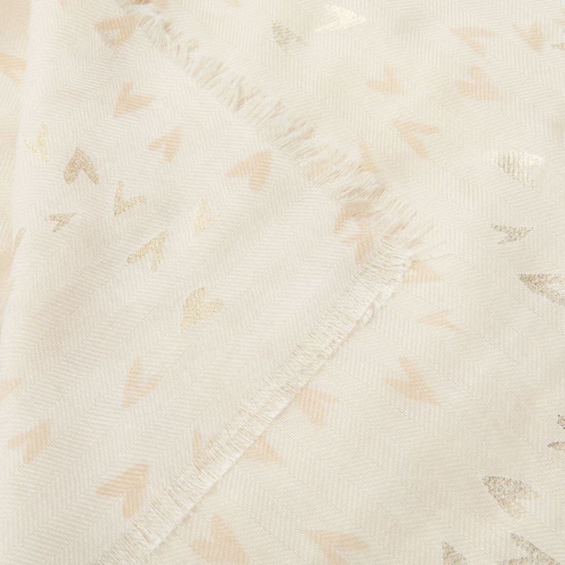 Katie Loxton Heart Metallic Scarf in Off White KLS504 fabric detail