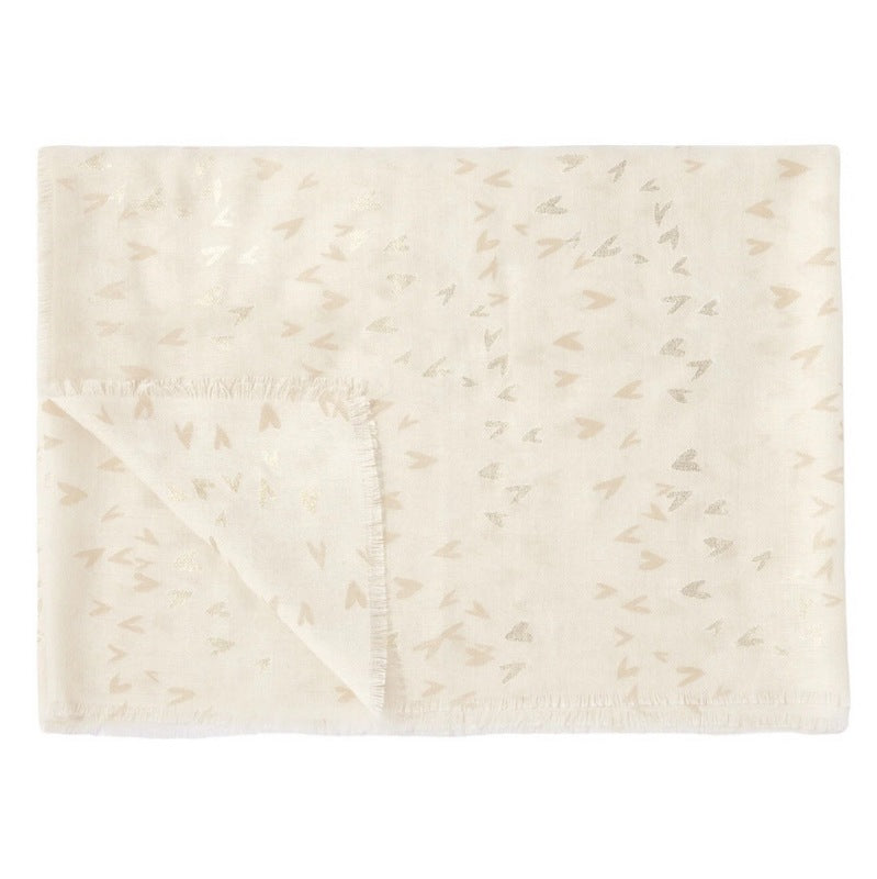 Katie Loxton Heart Metallic Scarf in Off White KLS504 folded