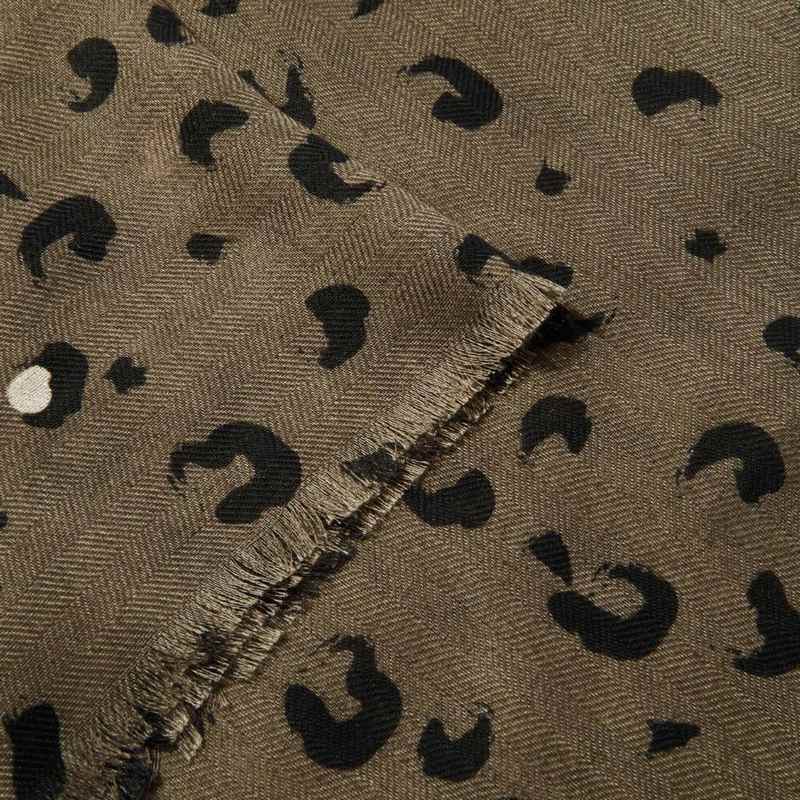Katie Loxton Leopard Brush Stroke Metallic Scarf in Mink KLS509 fabric detail