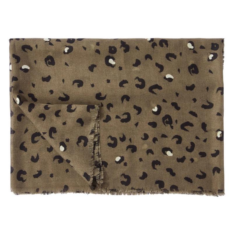 Katie Loxton Leopard Brush Stroke Metallic Scarf in Mink KLS509 folded