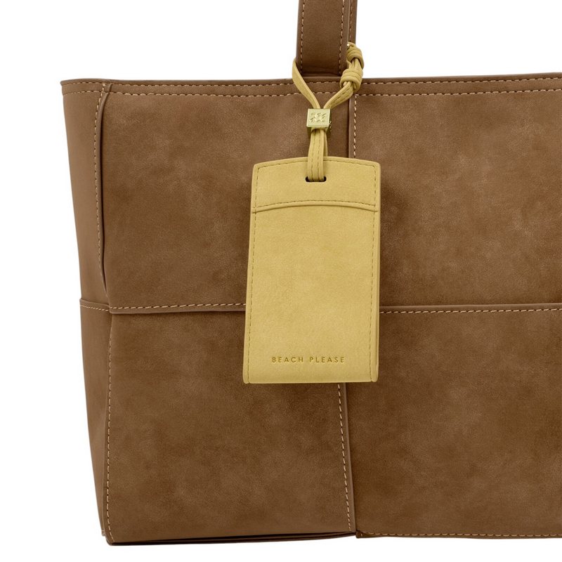 Katie Loxton Luggage Tag Beach Please Butter Yellow KLB4540 on bag