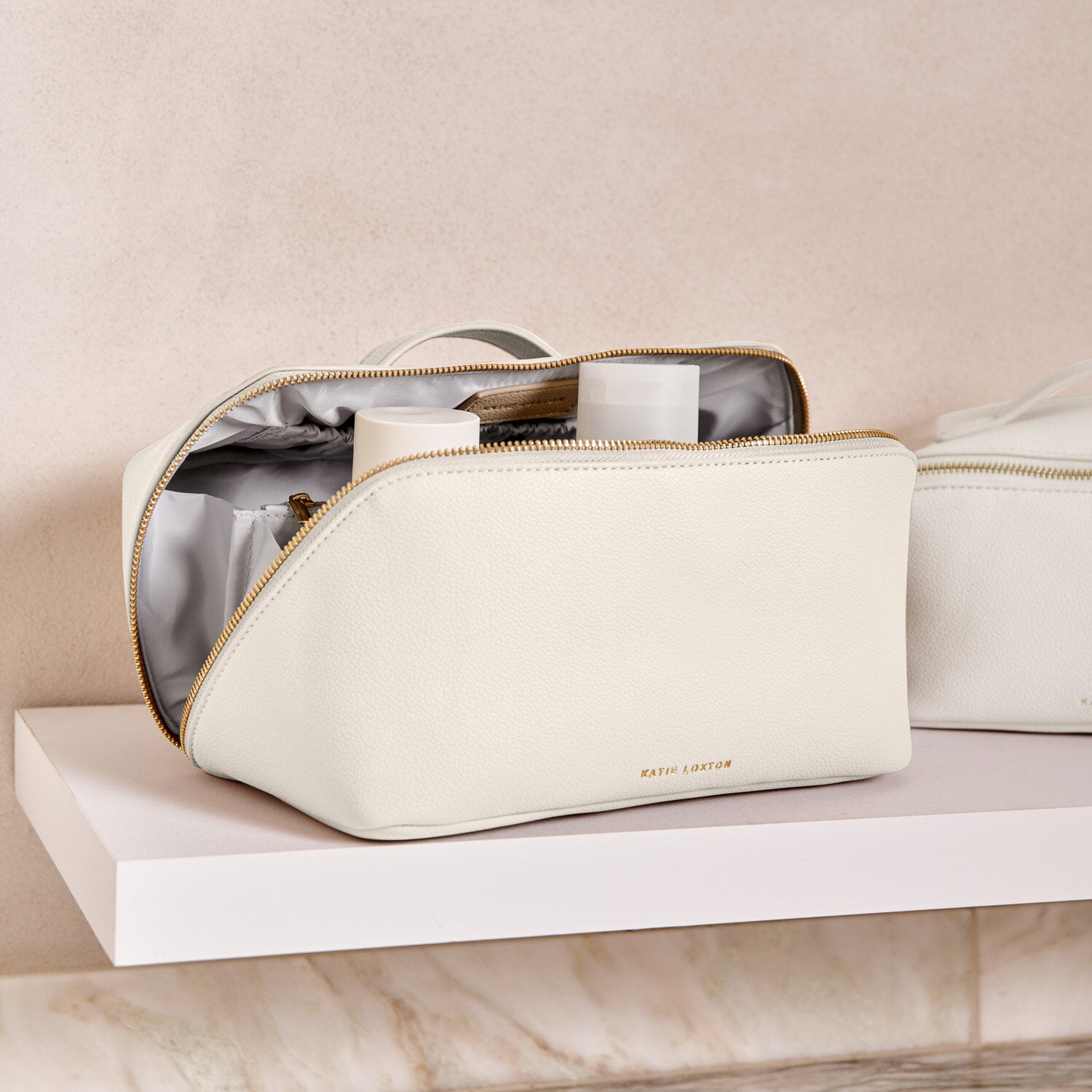 Katie Loxton Makeup and Wash Bag Large in Off White KLB3346 lifestyle