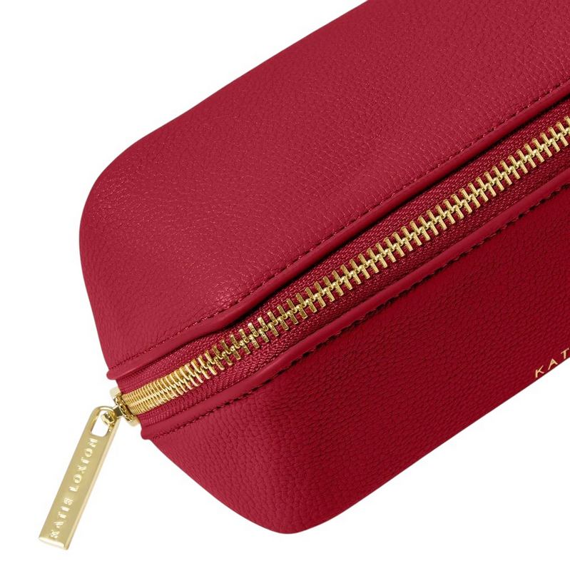 Katie Loxton Makeup and Wash Bag Small in Garnet Red KLB3765 zip detail