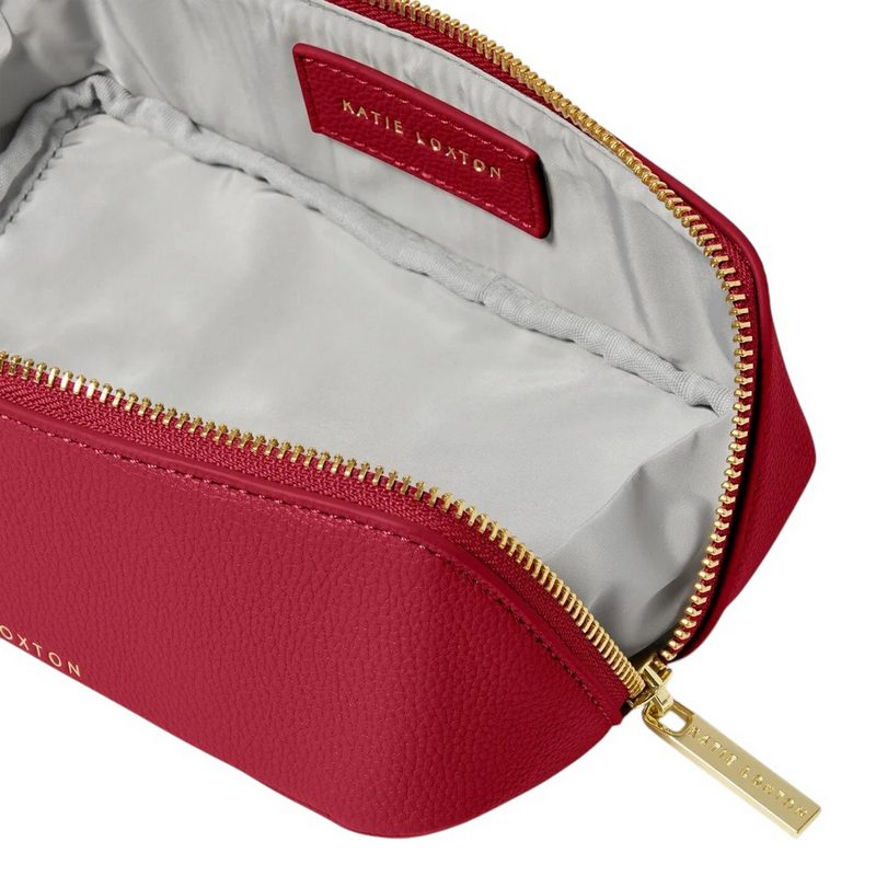 Katie Loxton Makeup and Wash Bag Small in Garnet Red KLB3765 open