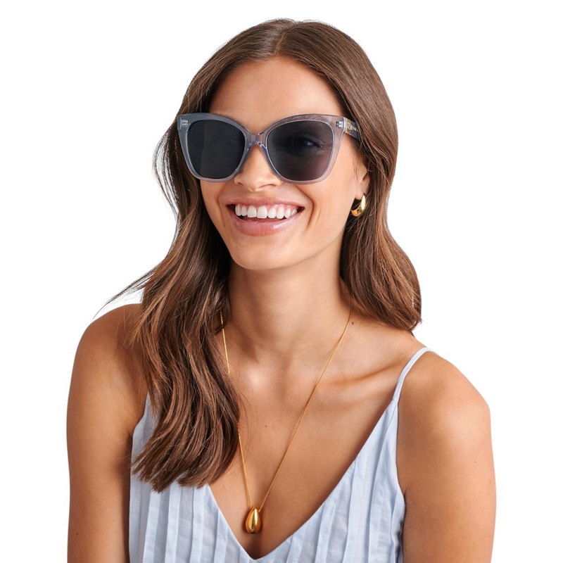Katie Loxton Mykonos Sunglasses Blue Transparent KLSG110 on model